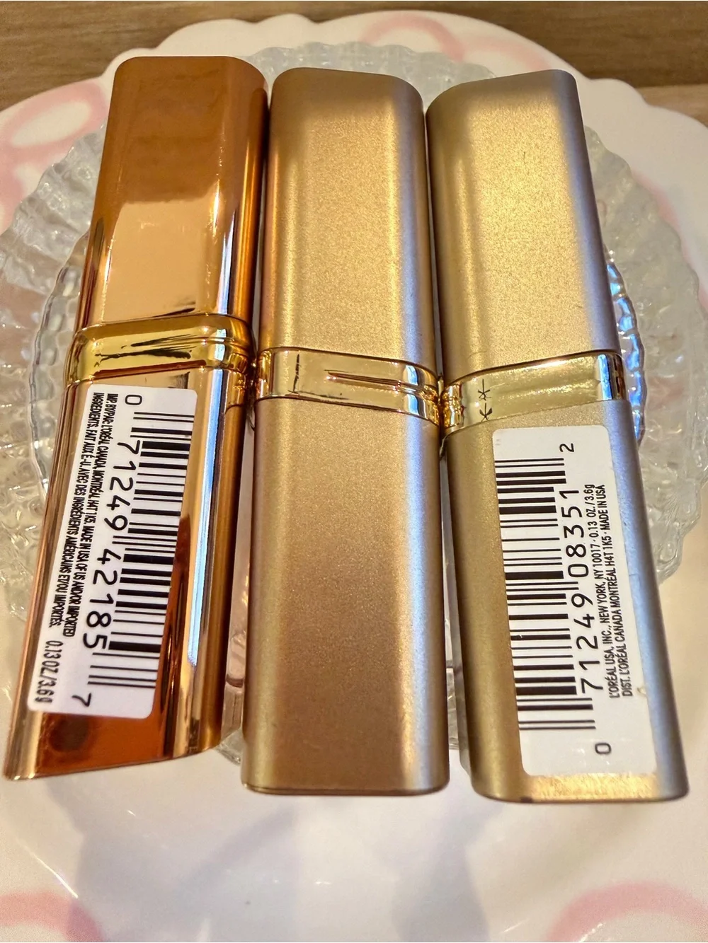 L'Oreal Lipstick Trio — Deep Red, Mauve Brown, Warm Nude